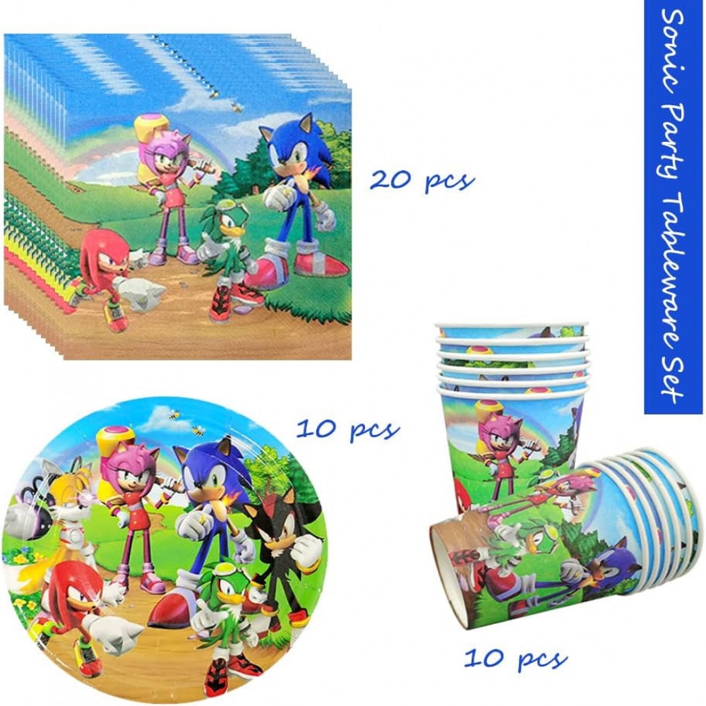 Set de vesela pentru petrecere copii MEZHEN, hartie, multicolor, 45 piese