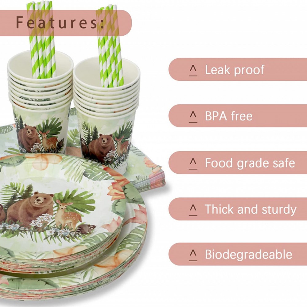 Set de petrecere pentru 16 oaspeti Kazaigou, animat, hartie, multicolor, 80 piese