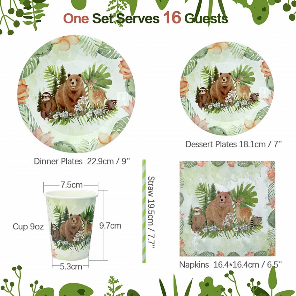 Set de petrecere pentru 16 oaspeti Kazaigou, animat, hartie, multicolor, 80 piese