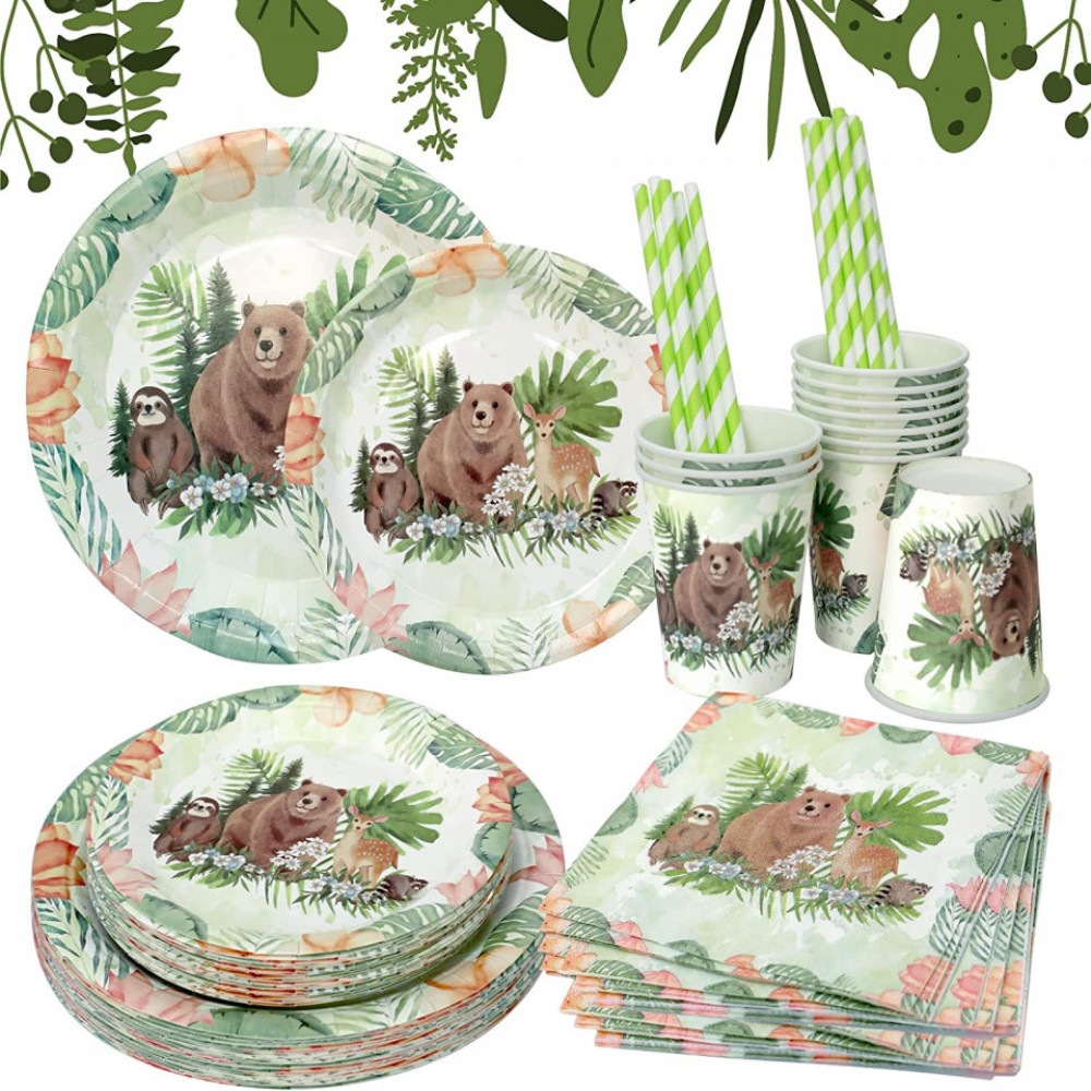 Set de petrecere pentru 16 oaspeti Kazaigou, animat, hartie, multicolor, 80 piese