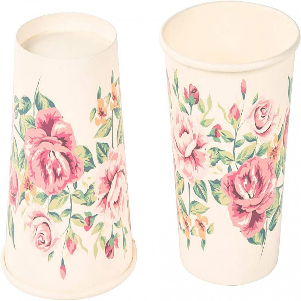 Set de vesela pentru petrecere Blue Panda, hartie, model floral, multicolor, 72 piese