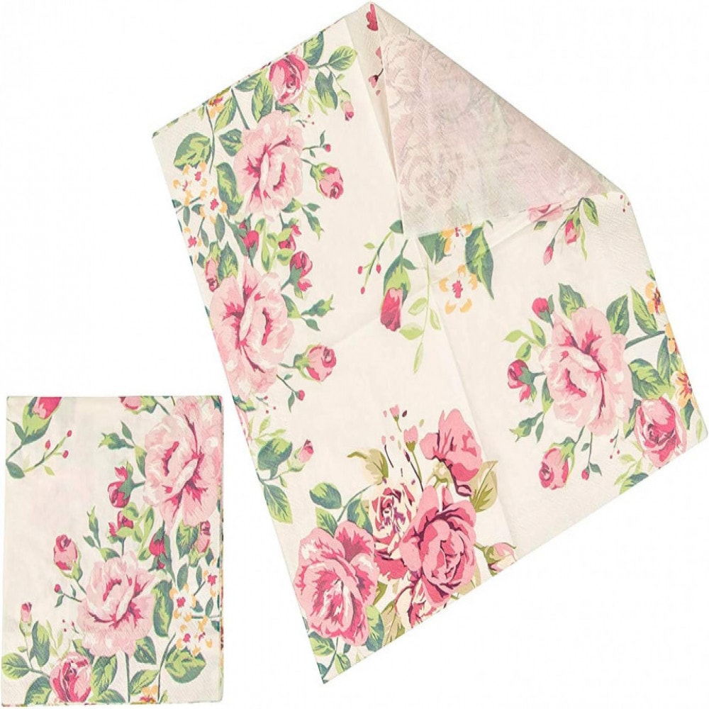 Set de vesela pentru petrecere Blue Panda, hartie, model floral, multicolor, 72 piese