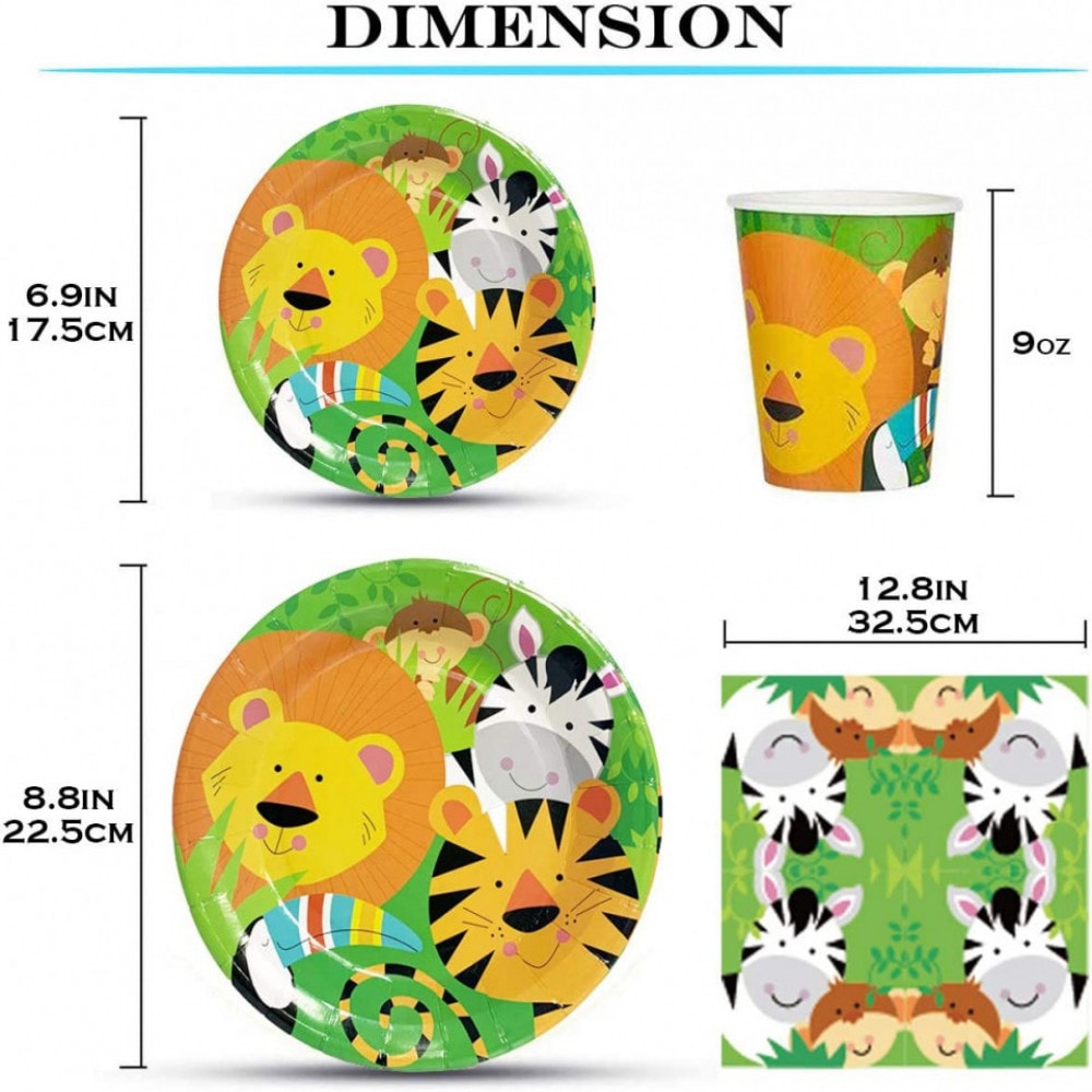 Set de vesela pentru petrecere YiRAN, 8 persoane, carton, multicolor