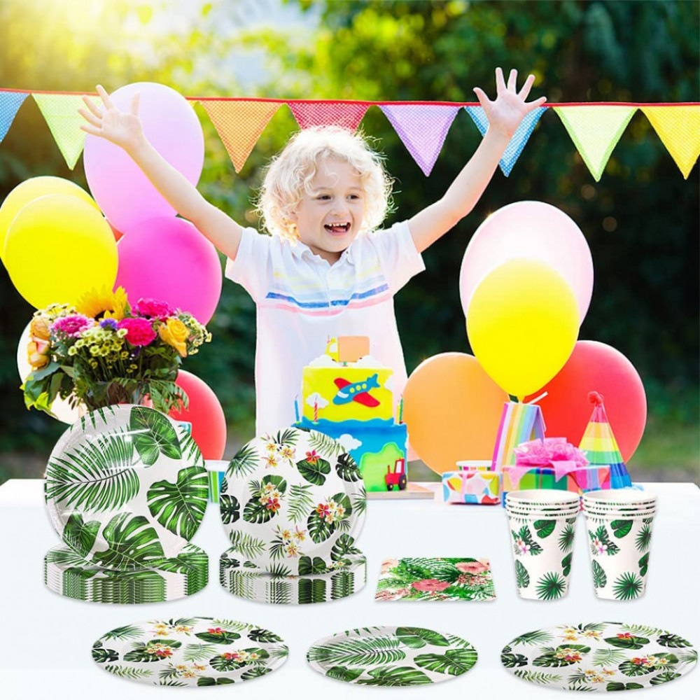 Set de vesela pentru petrecere Amycute, hartie, multicolor, stil Hawaiian, 60 piese
