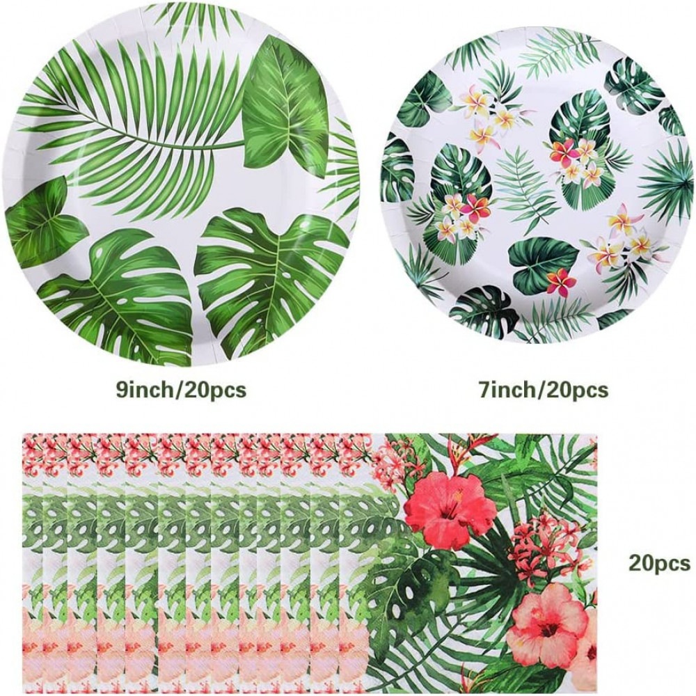 Set de vesela pentru petrecere Amycute, hartie, multicolor, stil Hawaiian, 60 piese