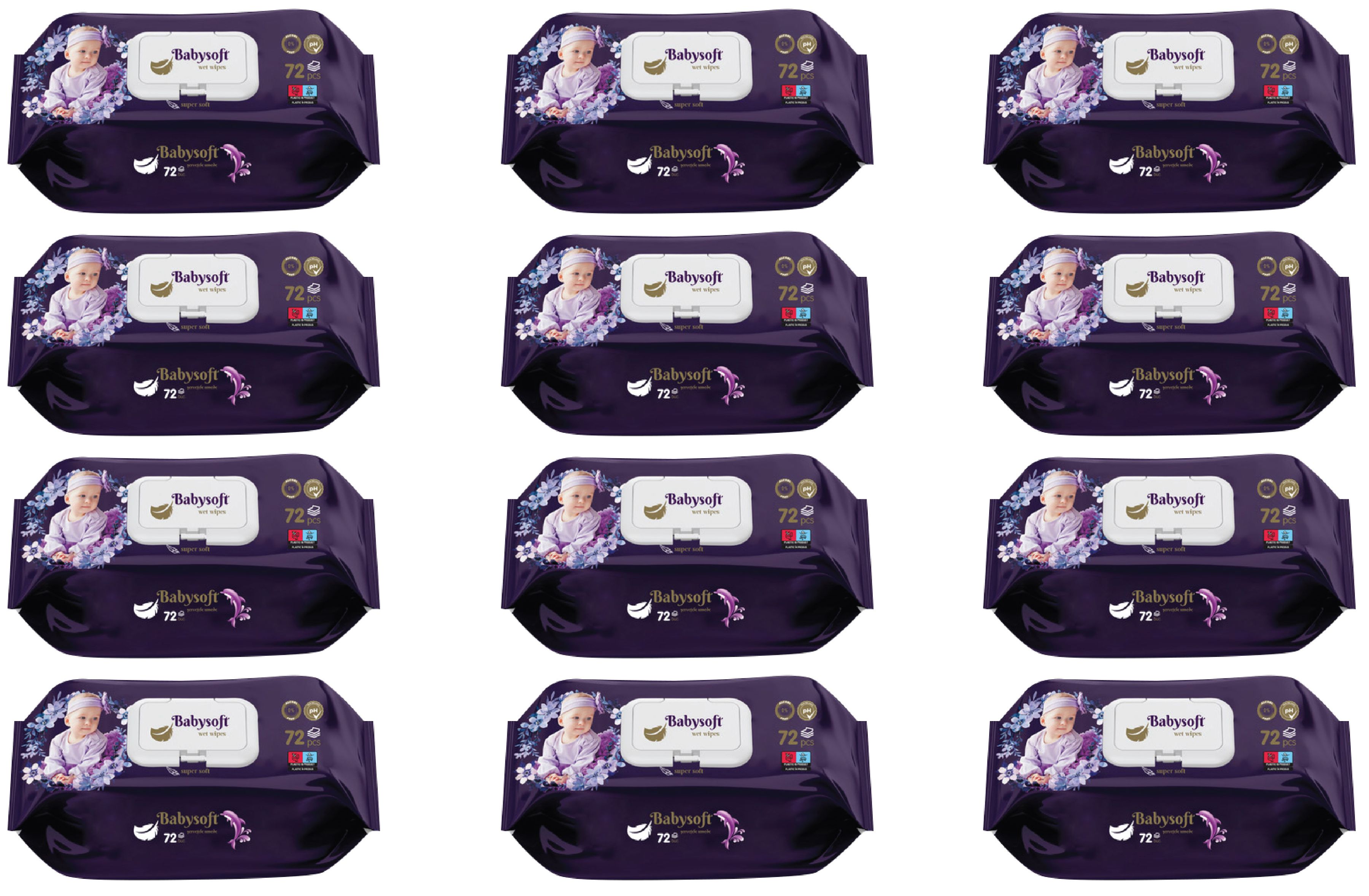 Set servetele umede  BABY SOFT, 12 x 72buc/pachet 