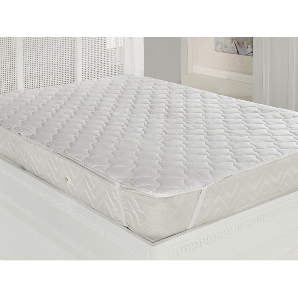 Protectie saltea matlasata Protecta by Coneltex, 160x200 cm, dreptunghiulara, densitate 100 g/mp, umplutura fibra siliconizata antialergica, culoare alba