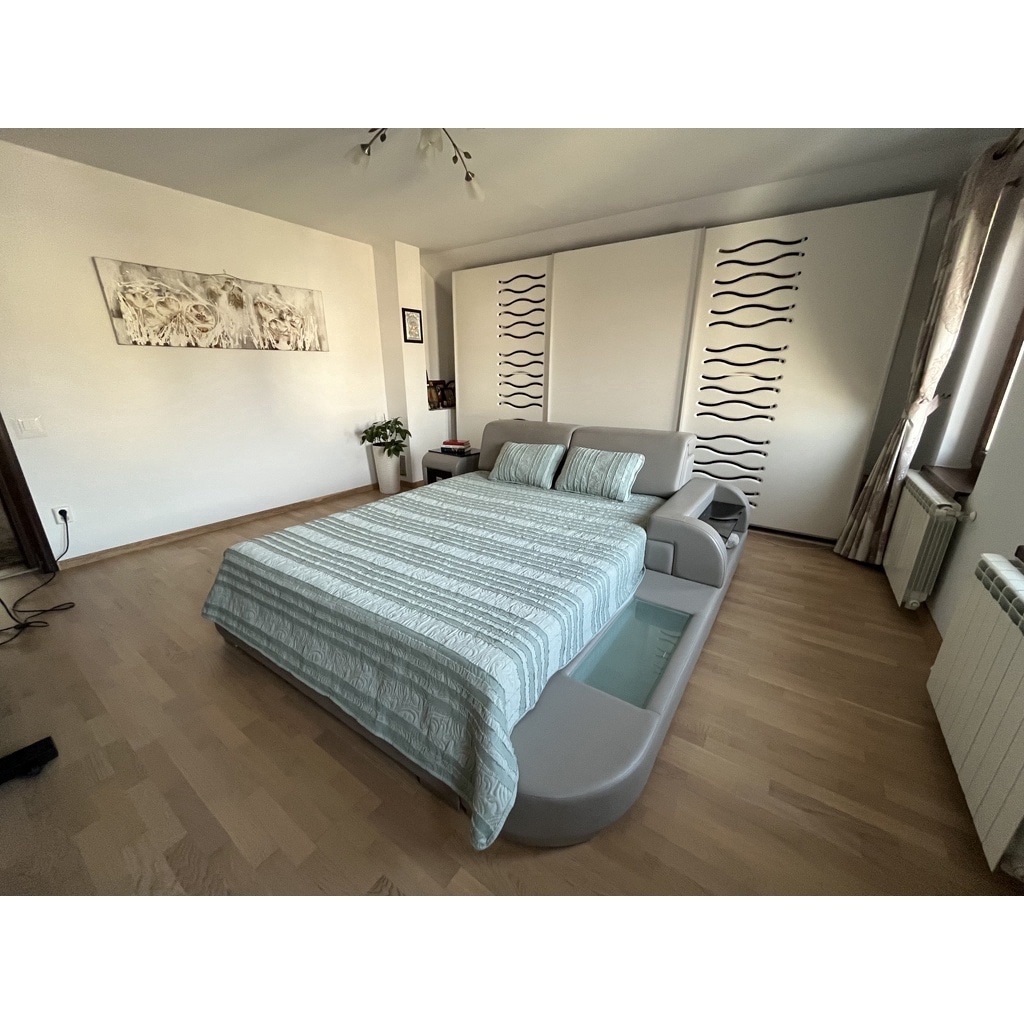 Cuvertura pat decorativa si de protectie CreponTex by Coneltex, 220 x 240 cm, pat dublu, verde deschis
