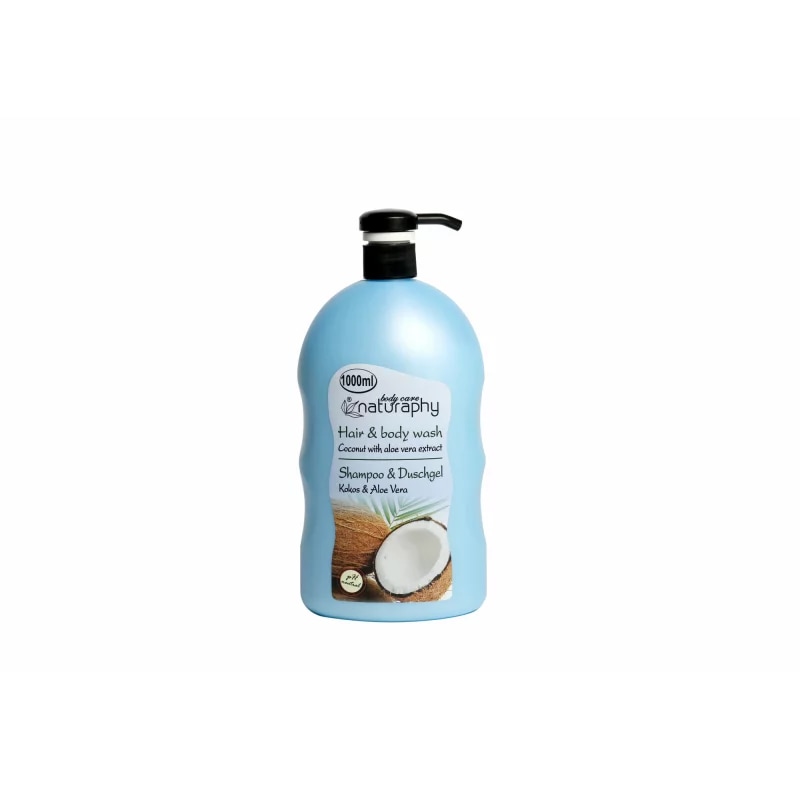 Sampon si gel de dus Naturaphy, 2 in 1, Cu cocos si aloe vera, Cantitate 1000 ml