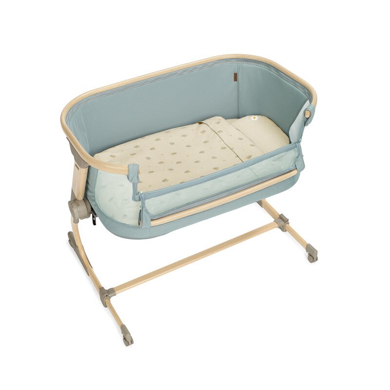 Patut co-sleeper, Jane, Babyside III, Reglabil in 6 pozitii pe inaltime, Cu lenjerie si roti, Pana la 9 kg, 0 luni+, 85x60x66 cm, EN 1130:2019, EN 16890:2017 +A1:2021, Mist