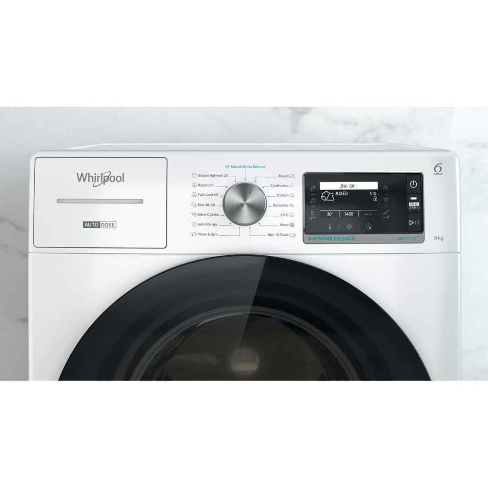 Masina de spalat rufe frontala WHIRLPOOL W7X W845WB EE, 8 kg, 1400rpm, Clasa B, alb