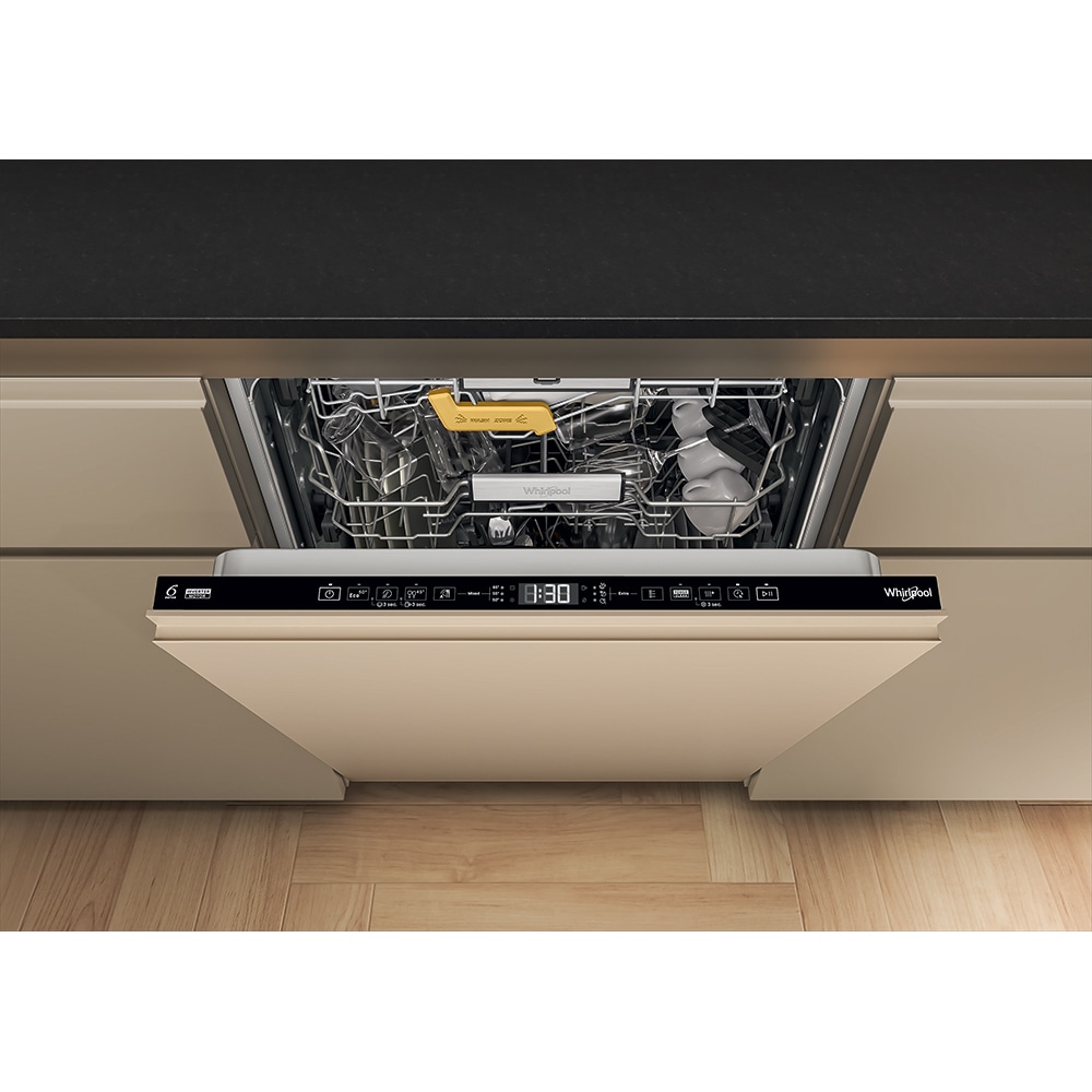 Masina de spalat vase incorporabila WHIRLPOOL W8I HT58 TS, MaxiSpace, 6th Sense, 14 seturi, 8 programe, 60 cm, Clasa B, panou comanda negru