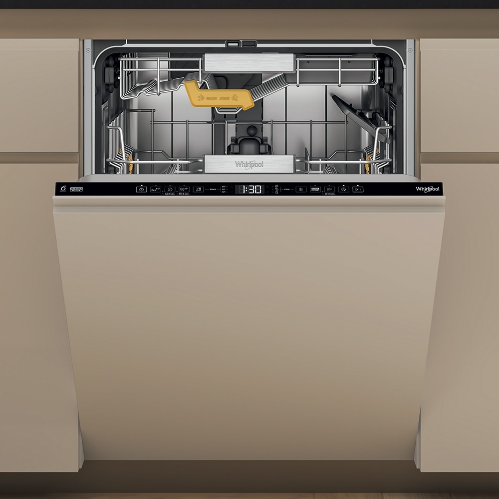 Masina de spalat vase incorporabila WHIRLPOOL W8I HT58 TS, MaxiSpace, 6th Sense, 14 seturi, 8 programe, 60 cm, Clasa B, panou comanda negru