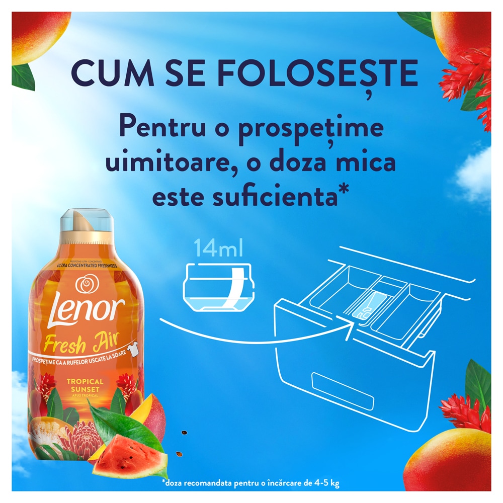 Balsam de rufe LENOR Fresh Air Effect Tropical Sunset, 770 ml, 55 spalari
