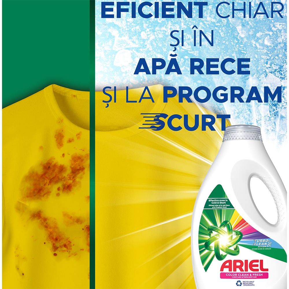 Detergent lichid ARIEL Color Clean & Fresh, 2 l, 40 spalari