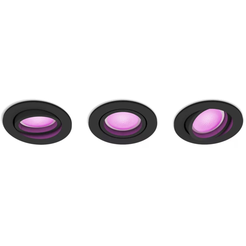 Set 3 spoturi LED smart PHILIPS HUE Centura, 3 x 5.7W, 350lm, IP20, negru