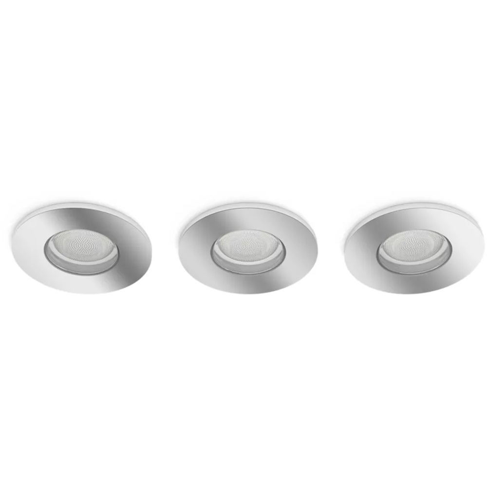 Set 3 spoturi LED smart PHILIPS HUE Xamento, 3 x 5.7W, 1050lm, IP44, crom