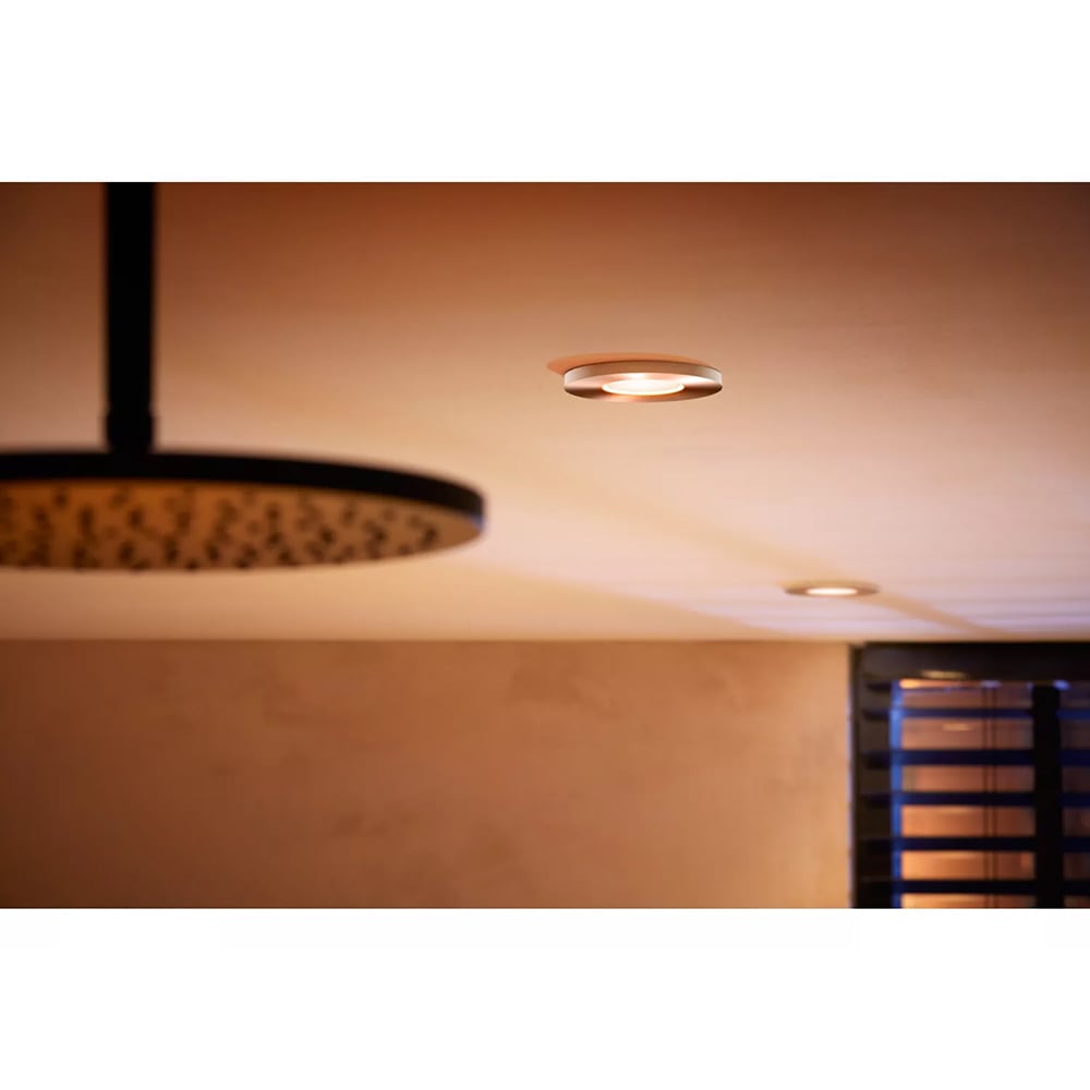 Set 3 spoturi LED smart PHILIPS HUE Xamento, 3 x 5.7W, 1050lm, IP44, crom
