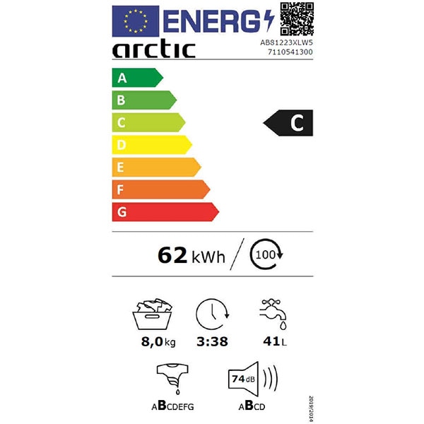 Masina de spalat rufe frontala ARCTIC AB81223XLW5, 8 kg, 1200rpm, Clasa C, alb