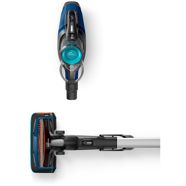 Aspirator vertical PHILIPS SpeedPro Aqua FC6719/01, 0.4l, 21.6V, autonomie max 50 min, PowerCyclone 7, albastru-negru