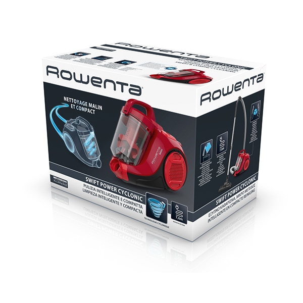 Aspirator fara sac ROWENTA Swift Power Cyclonic RO2913EA, 1.2l, 750W, 77dB, rosu-negru