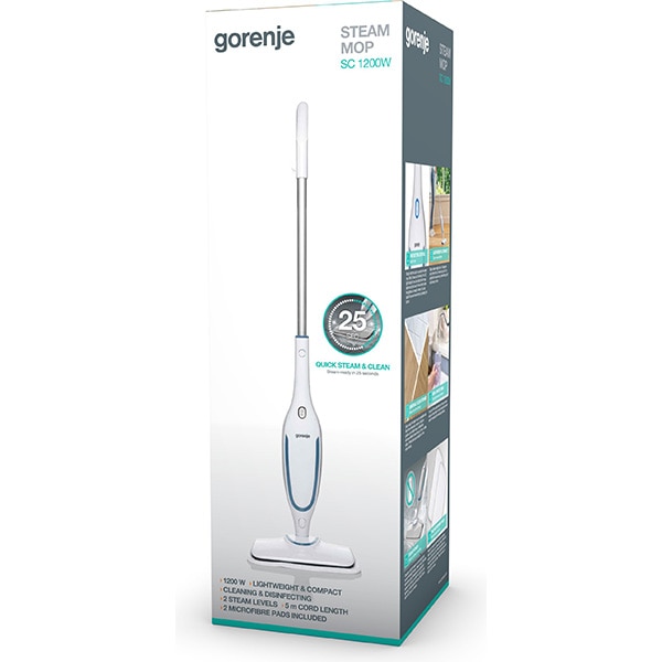 Mop cu aburi GORENJE SC1200W, 0.35l, 1200W, alb-albastru