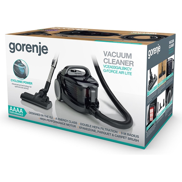 Aspirator fara sac GORENJE G Force Air Lite VCEA03GALBKCY, 3.3l, 700W, 67dB, negru 