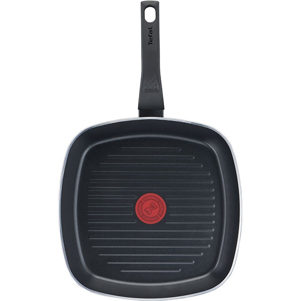 Tigaie grill TEFAL Simply Clean B5674053, 26x26cm, aluminiu, Thermo Signal, negru