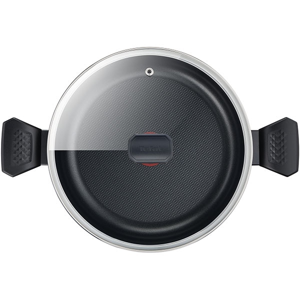 Oala cu capac TEFAL Simply Clean B5674653, 4.5l, 24cm, aluminiu, negru