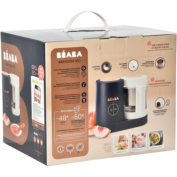 Robot de bucatarie BEABA Babycook Neo Night Blue, 1250ml, alb-negru