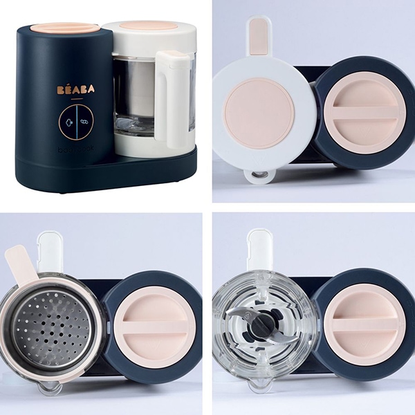 Robot de bucatarie BEABA Babycook Neo Night Blue, 1250ml, alb-negru