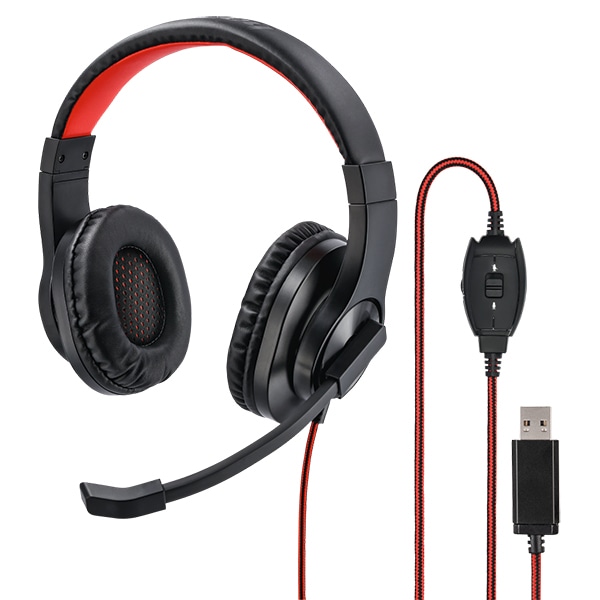 Casti PC HAMA PC-Office HS-USB400, USB, negru-rosu