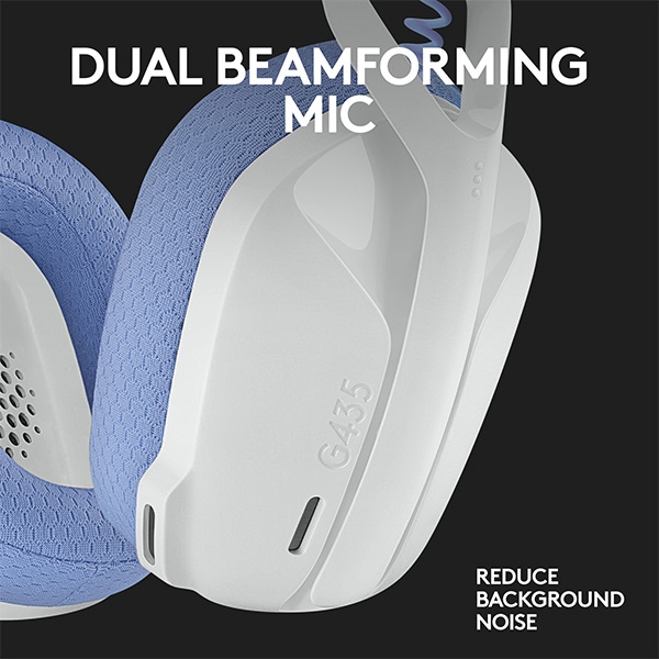Casti Gaming Wireless LOGITECH G435 Lightspeed, multiplatforma, 3.5mm, USB-C, alb