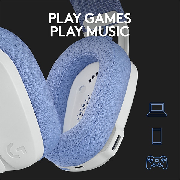 Casti Gaming Wireless LOGITECH G435 Lightspeed, multiplatforma, 3.5mm, USB-C, alb