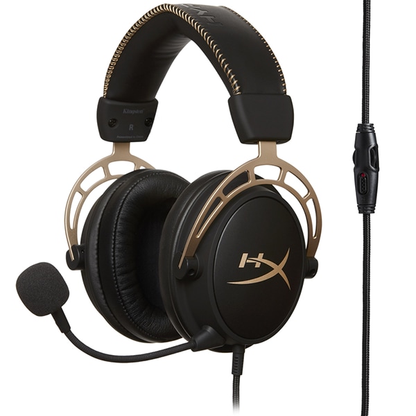 Casti Gaming HyperX Cloud Alpha, surround, multiplatforma, 3.5mm, negru-auriu