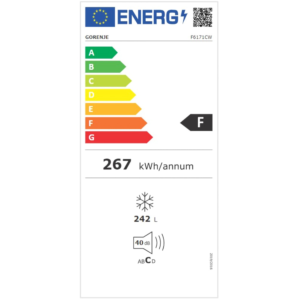 Congelator GORENJE F6171CW, 242 l, H 170 cm, Clasa F, alb