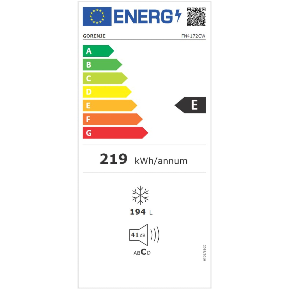 Congelator GORENJE FN4172CW, No Frost, 194 l, H 169.1 cm, Clasa E, alb