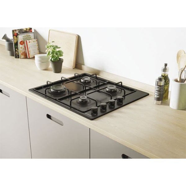 Plita incorporabila CANDY CHW6LBB, Gaz, 4 arzatoare, negru