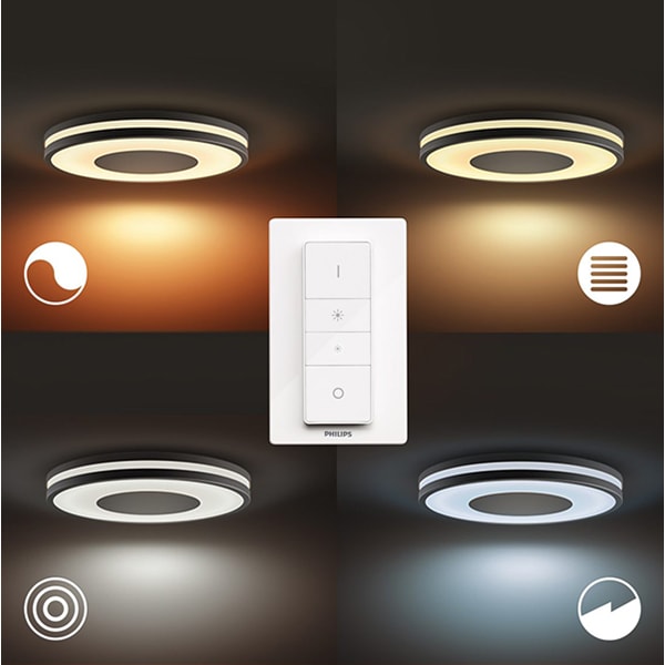 Plafoniera LED Smart PHILIPS Hue 8718696175187, 27W, 2400lm, Wi-Fi, lumina variabila, negru