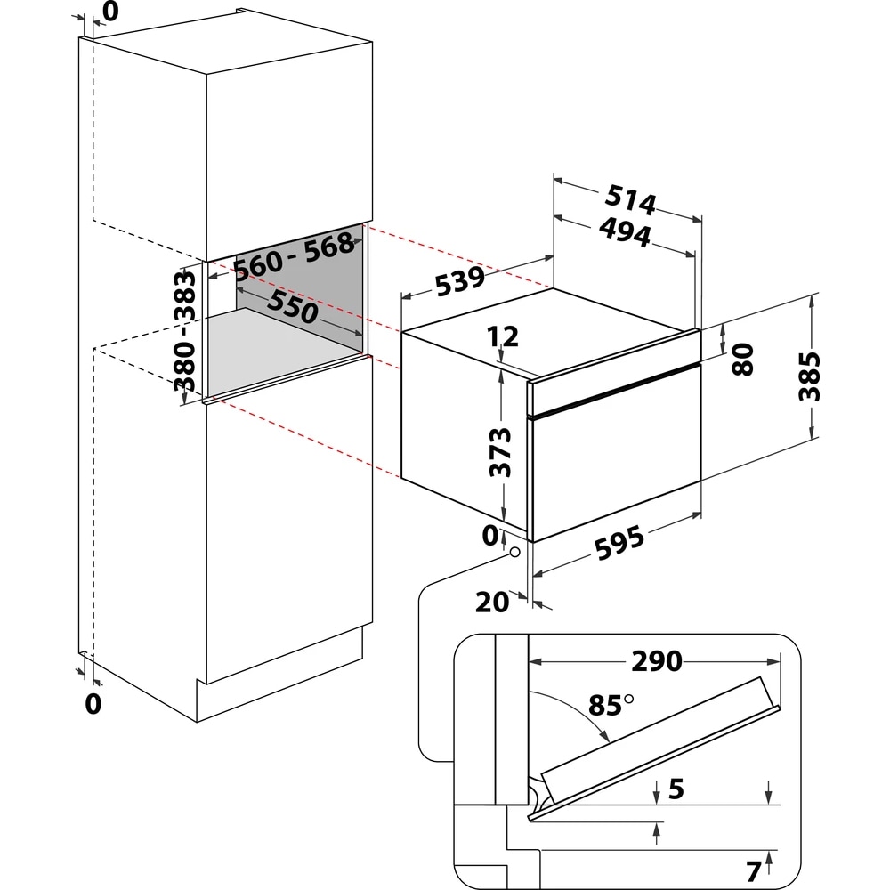 Cuptor cu microunde incorporabil WHIRLPOOL W9 MD260 IXL, 6th Sense, 31l, 1000W, Grill, negru-inox