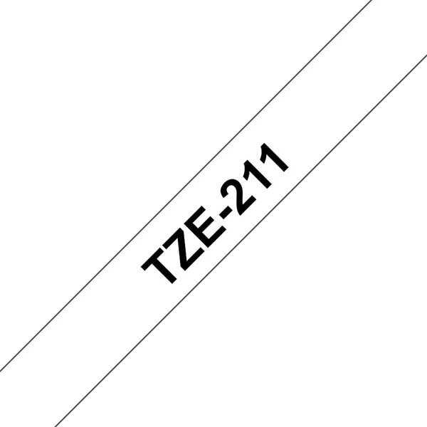 Banda etichete BROTHER TZe-211, 6 mm, 8 m, Negru pe Alb