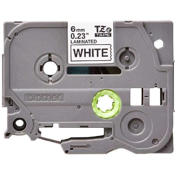 Banda etichete BROTHER TZe-211, 6 mm, 8 m, Negru pe Alb