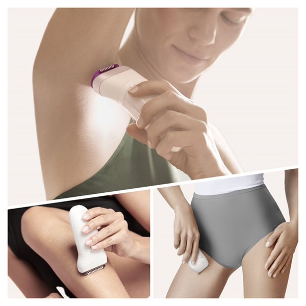 Epilator BRAUN Silk-epil 9 9/710, 40 pensete, 2 viteze, 4 accesorii, Wet&Dry, SensoSmart, Micro-Grip, acumulator, alb-mov