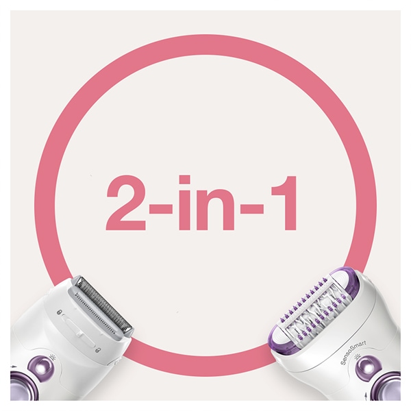 Epilator BRAUN Silk-epil 9 9/710, 40 pensete, 2 viteze, 4 accesorii, Wet&Dry, SensoSmart, Micro-Grip, acumulator, alb-mov