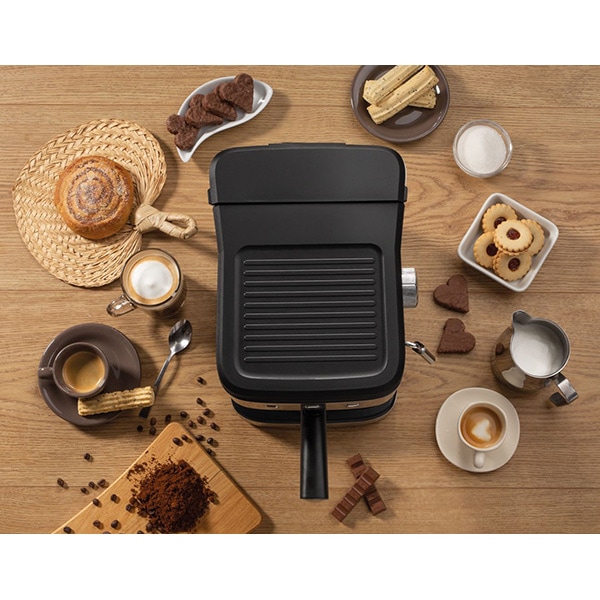 Espressor manual GORENJE ESCM12MBK, 1.5l, 850W, 15 bar, sistem Cappuccino, negru-argintiu