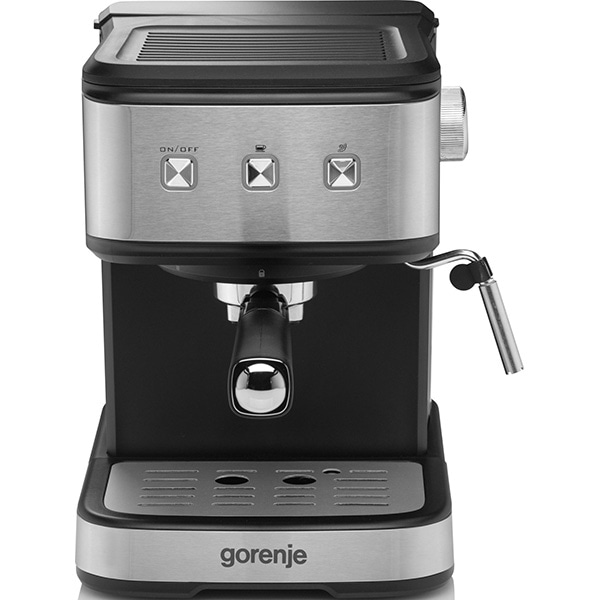 Espressor manual GORENJE ESCM12MBK, 1.5l, 850W, 15 bar, sistem Cappuccino, negru-argintiu