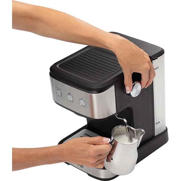 Espressor manual GORENJE ESCM12MBK, 1.5l, 850W, 15 bar, sistem Cappuccino, negru-argintiu