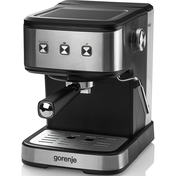 Espressor manual GORENJE ESCM12MBK, 1.5l, 850W, 15 bar, sistem Cappuccino, negru-argintiu