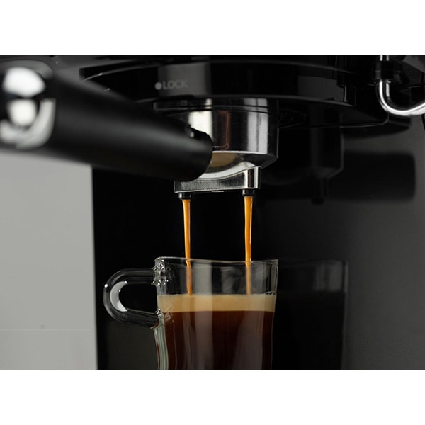 Espressor manual GORENJE ESCM15DBK, 1.5l, 1100W, 15 bar, sistem Cappuccino, negru-argintiu