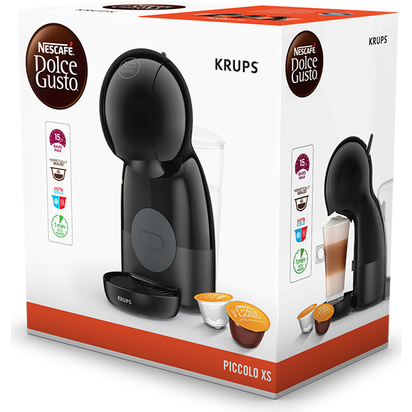 Espressor capsule KRUPS Nescafe Dolce Gusto Piccolo XS KP1A3B31, 0.8l, 1600W, 15 bar, functie Eco, negru